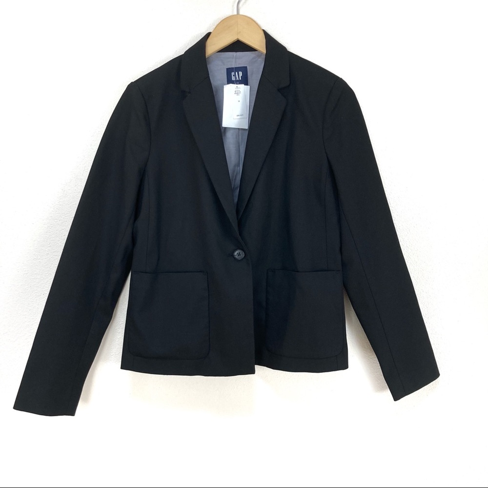 GAP Icon Black Blazer Jacket Textured Weave Women’s‎ Sz 10 NEW